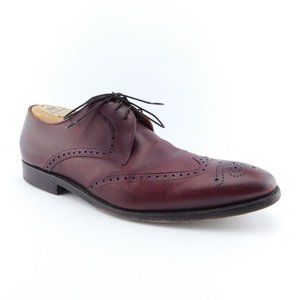ED MEIER Burgundy Leather Medallion Wingtip Oxfords Shoes 10.5UK